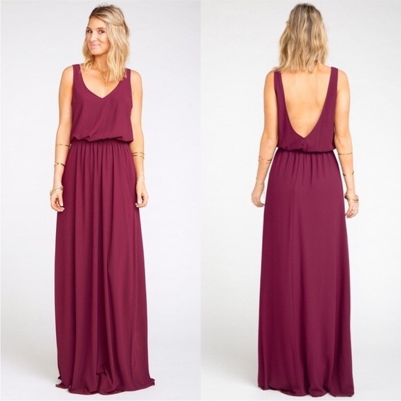 NWT Show Me Your Mumu Kendall Maxi Dress Merlot Chiffon Size Small - Picture 1 of 11